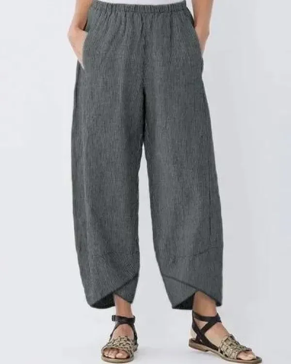 Summer Plain Casual Capri Pants With Pockets