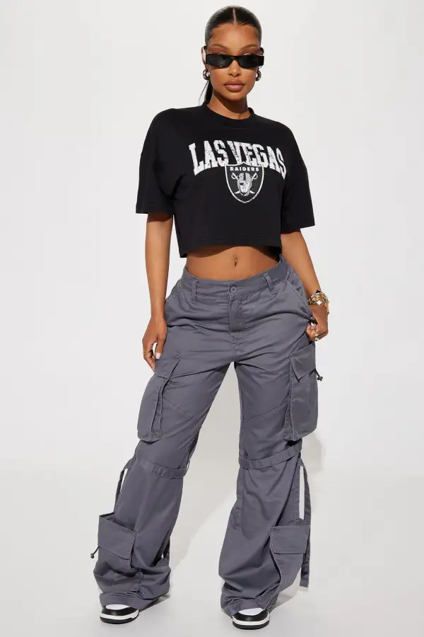 Raiders Game Plan Cropped Tee - Black