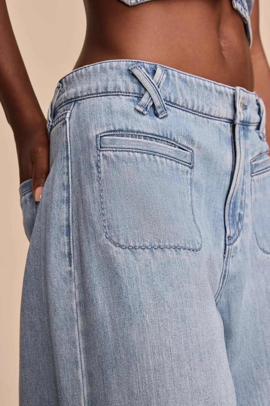 Light Wash Denim Flip Side Wash Palazzo