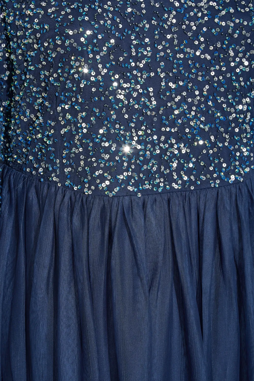 LUXE Curve Navy Blue Sequin Hand Embellished Maxi Dress