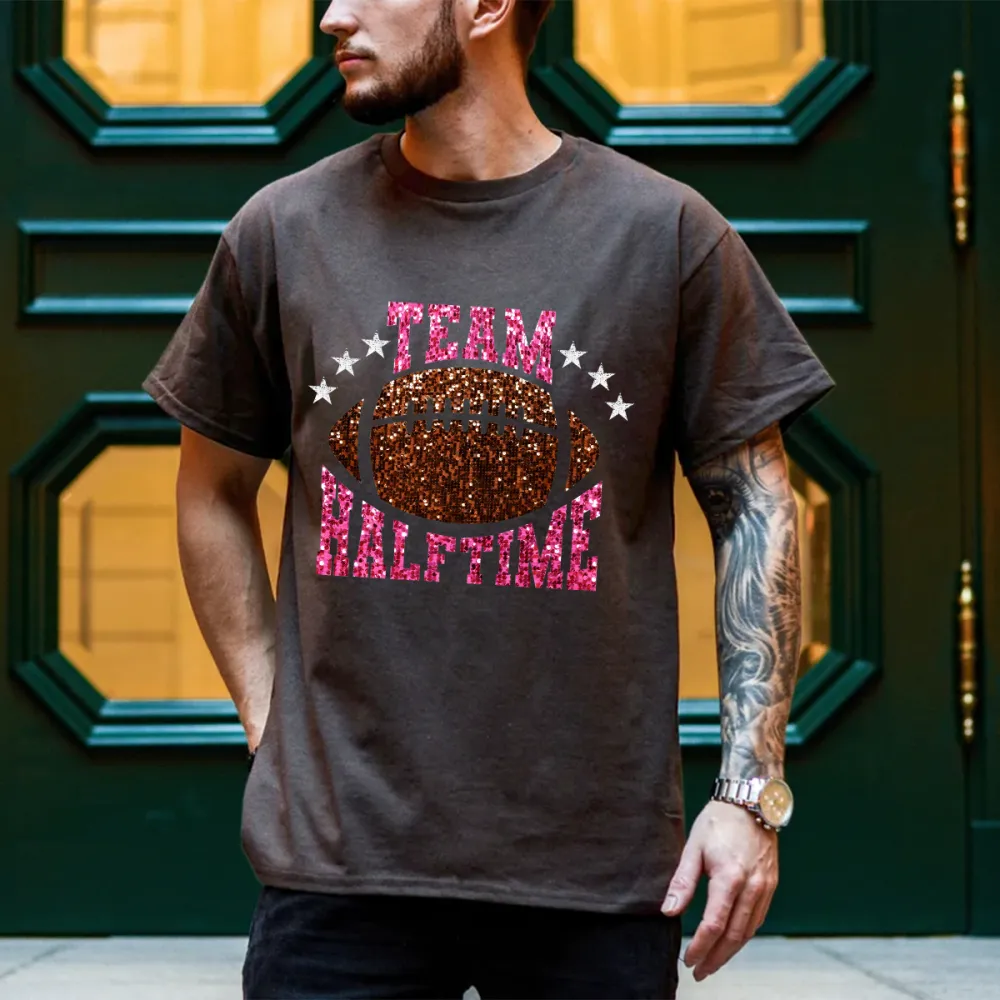 2 Women's Football Team Halftime Show Round Neck Short Sleeve Printed T-shirt