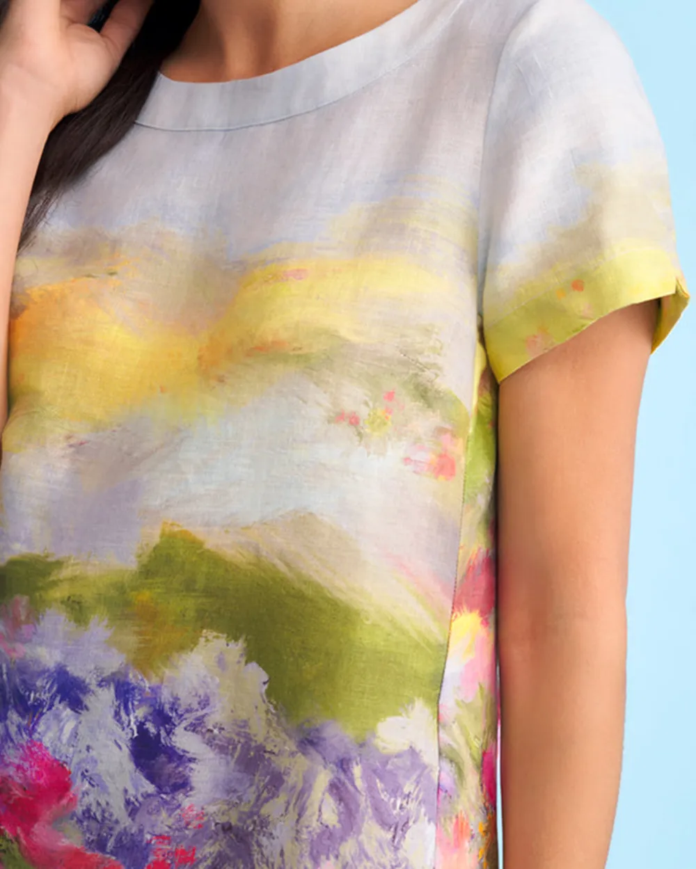 Short Sleeve Floral Print Shift Mini Dress