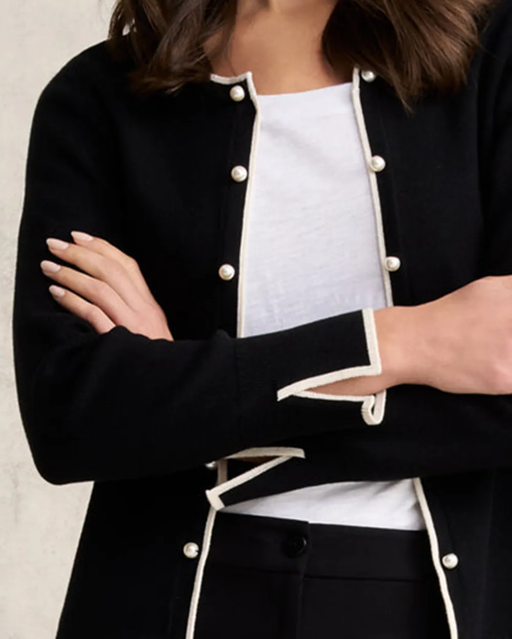 Contrast Rib Cardigan