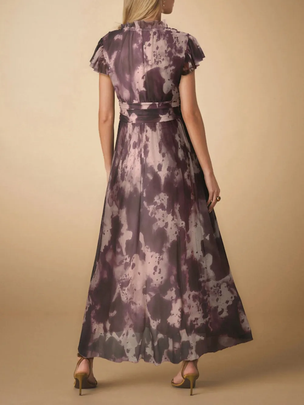 Elegant Floral Printed High-Waisted Slimming Dress
