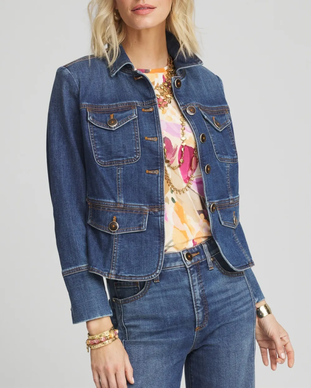 Blue Denim Cropped Jacket