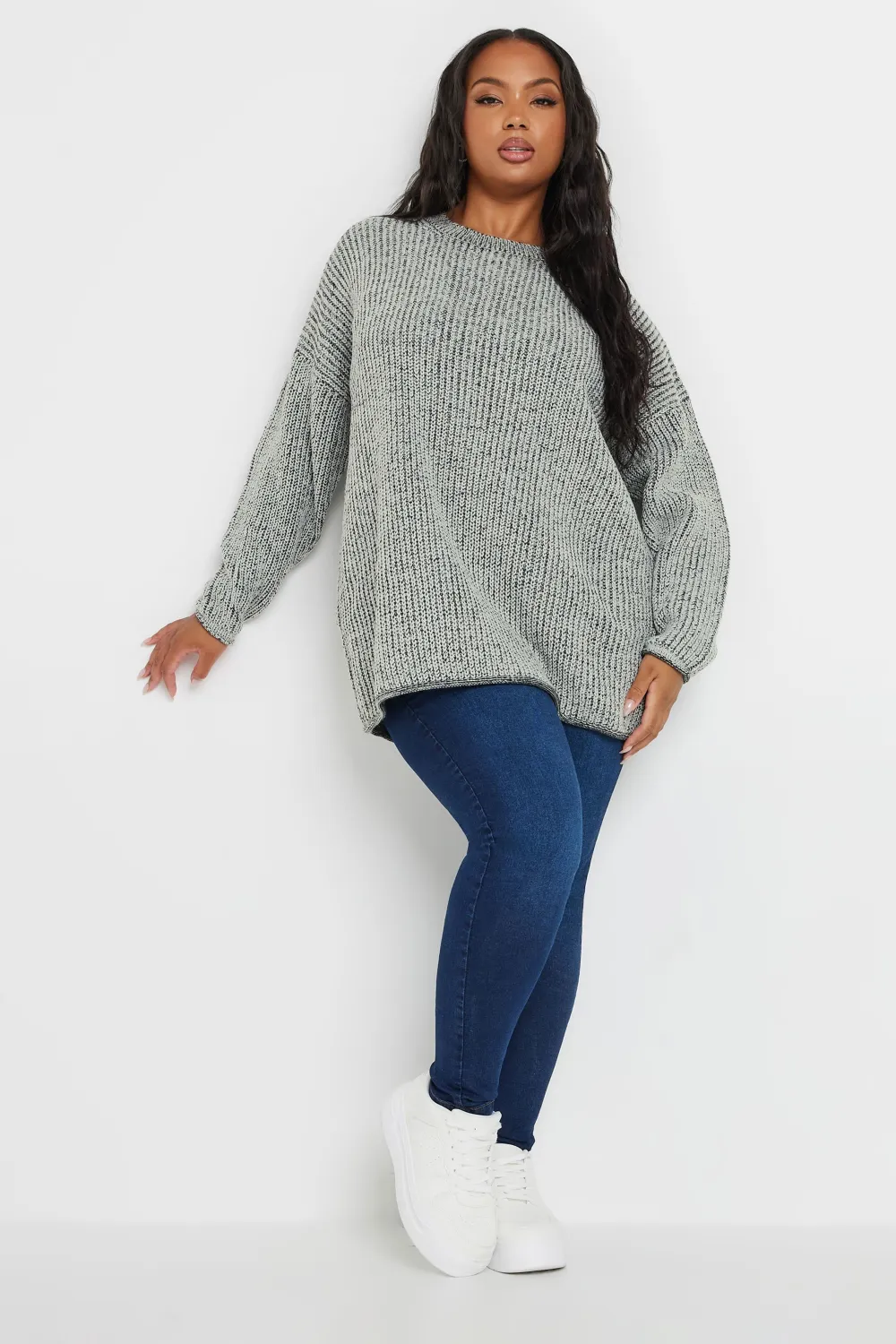 YOURS Curve Navy Blue Drop Shoulder Knitted Jumper