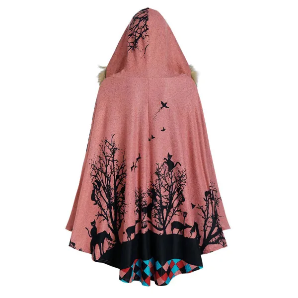 Mysterious style pattern soft hooded cloak