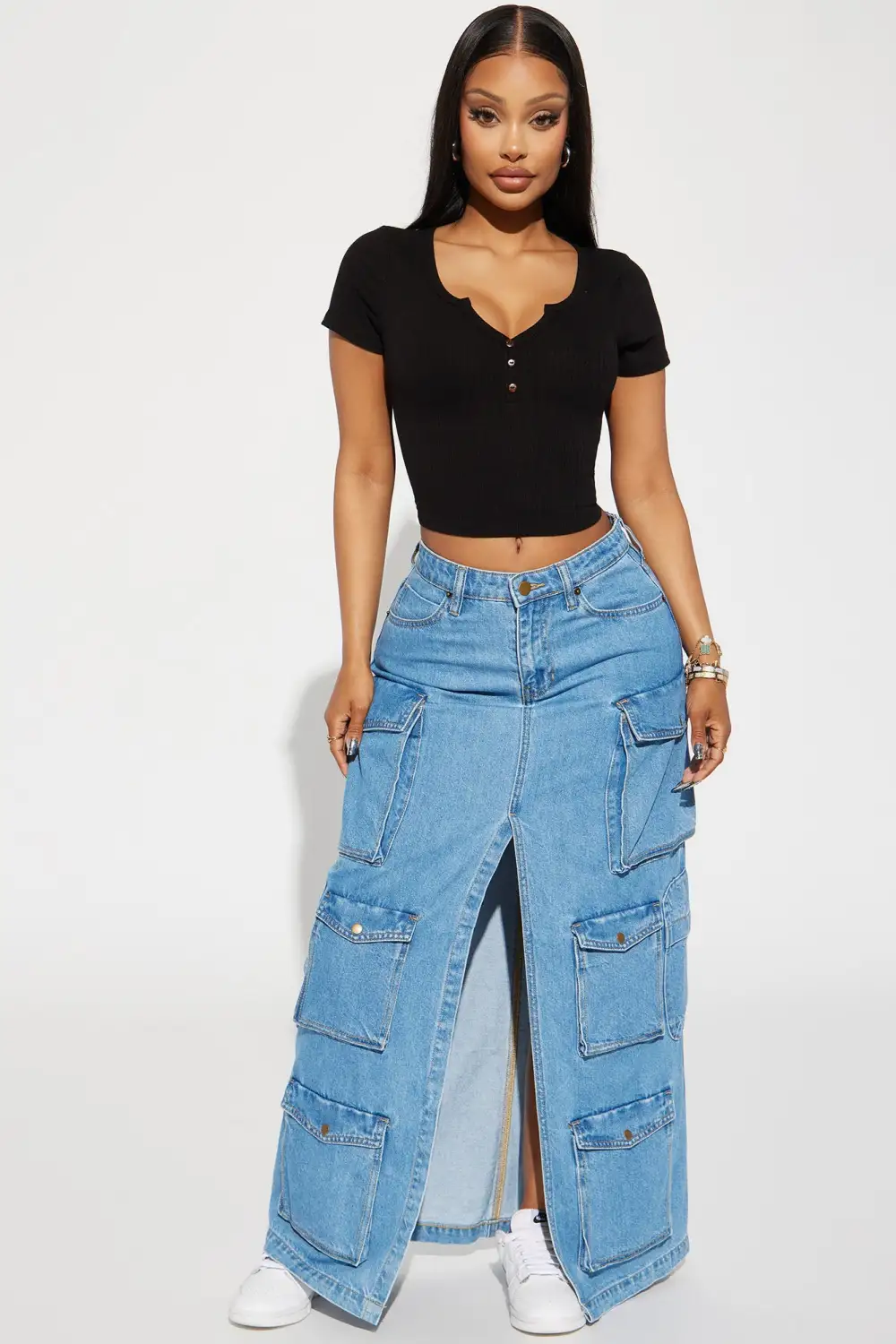 Gina Ribbed Top - Black