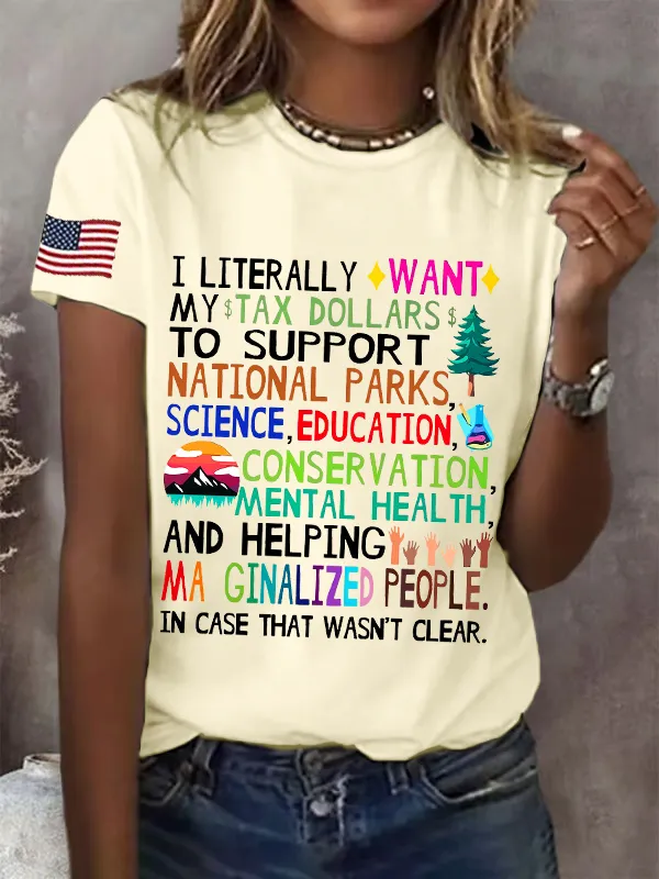 Women'S T-Shirt Women'S Support National Parks Print Round Neck T-Shirt