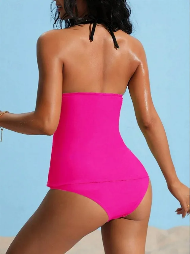 Women's Swimwear One Piece Bathing Suits Swimsuit Plain V Neck Designer Stylish Bathing Suits