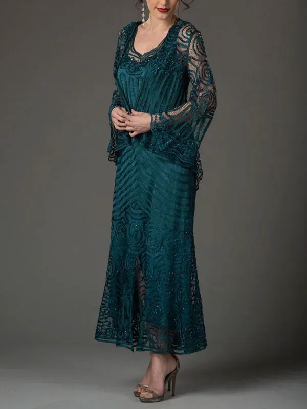 Heart Neck Elegant Ladies Evening Dress Suit