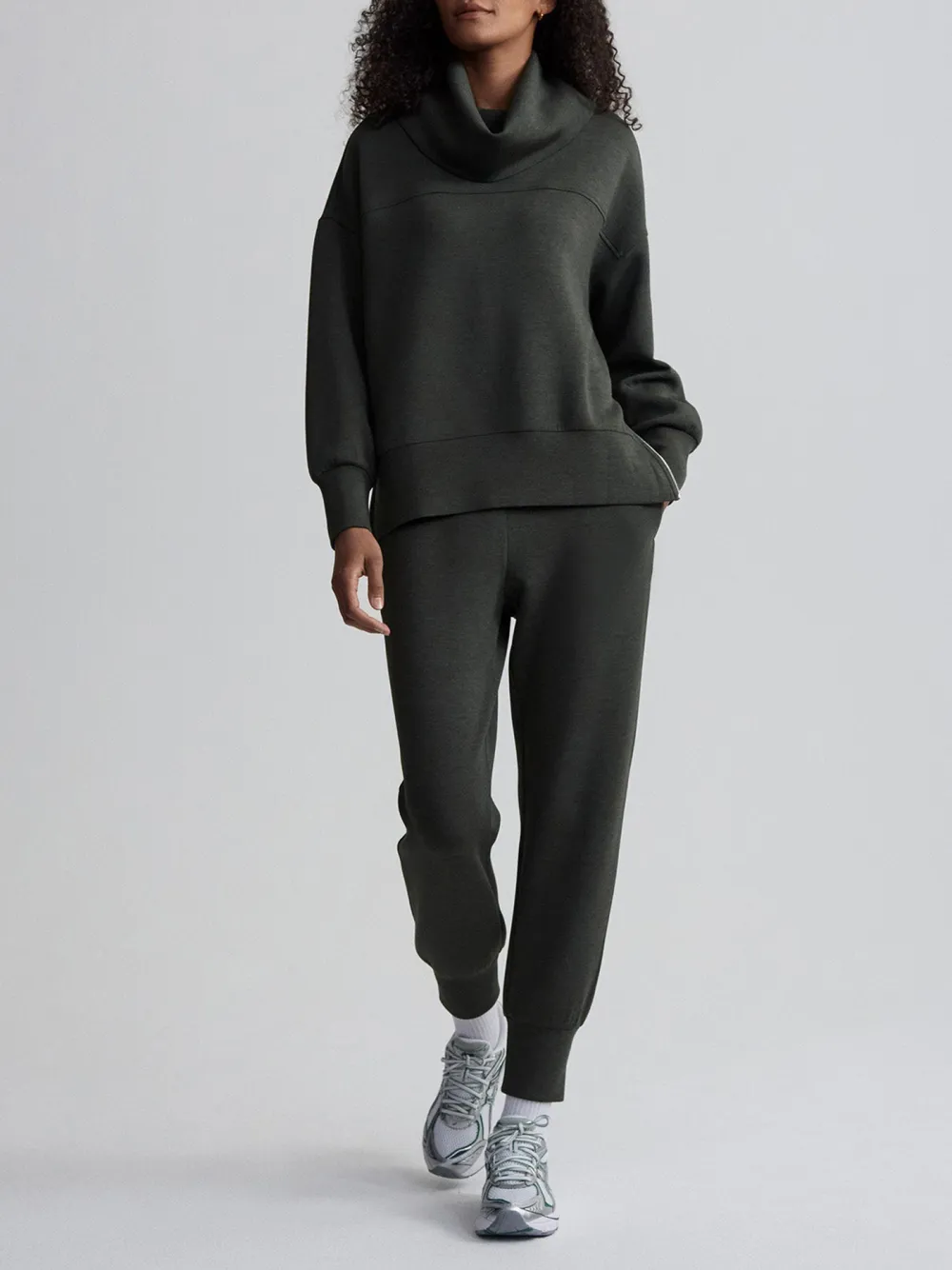 Elegant Cowl-Neck Loose-Fit Sweatshirt