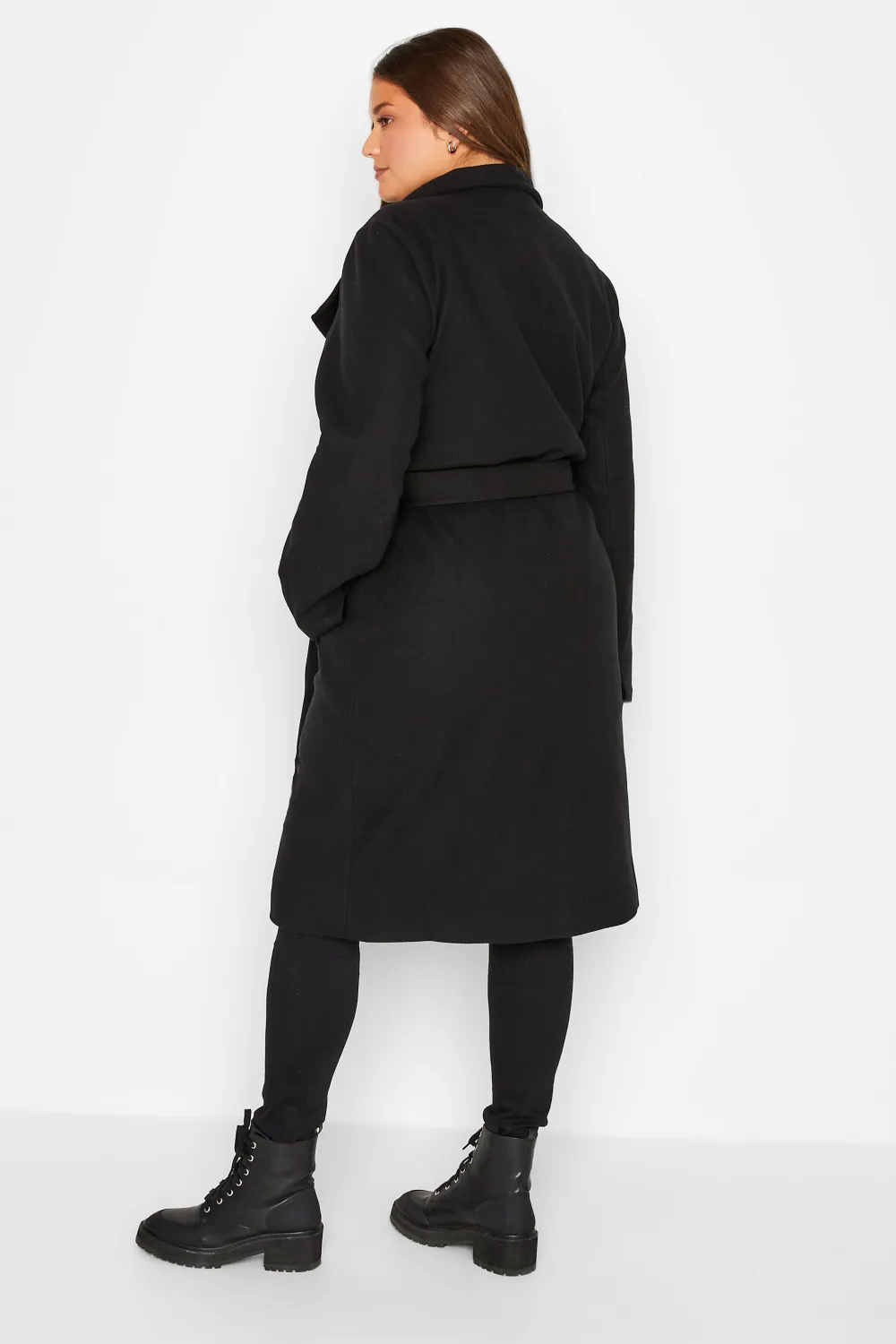 LTS Tall Black Belted Coat