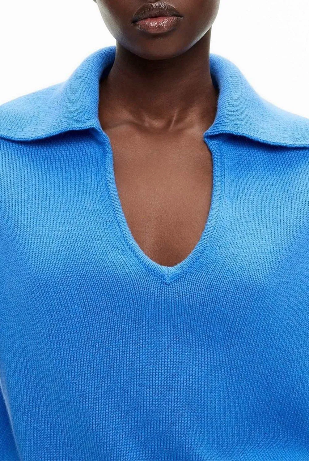 Deep V-Neck Blue Sweater