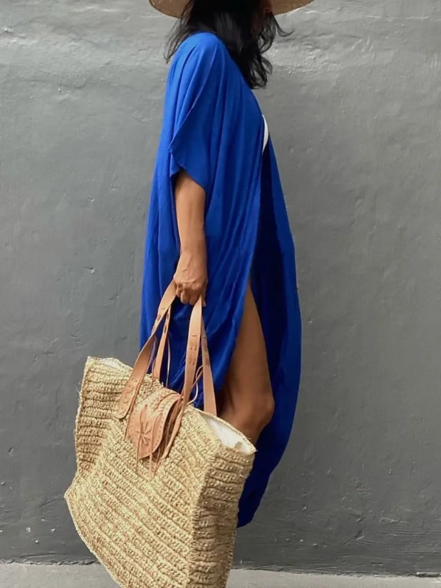 Women's Swimwear Cover Up Beach Top Normal Swimsuit Lace up Pleated UV Protection Pure Color Black White Red Royal Blue Beige V Wire Bathing Suits New Vacation Holiday