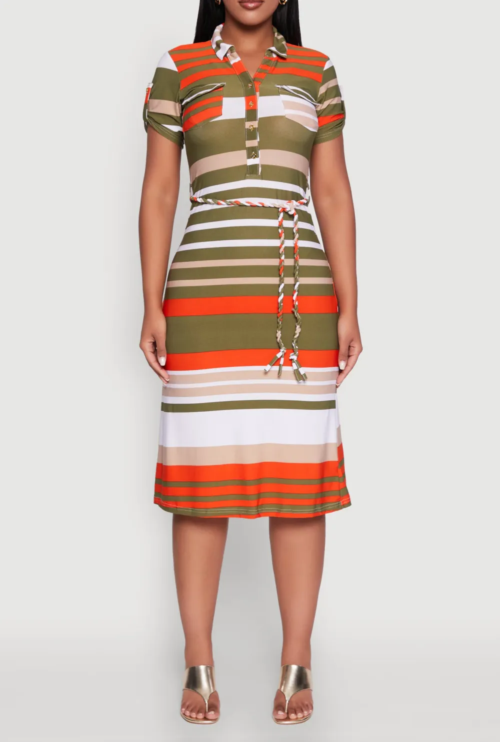 Mid Length Waist Cinched Dress