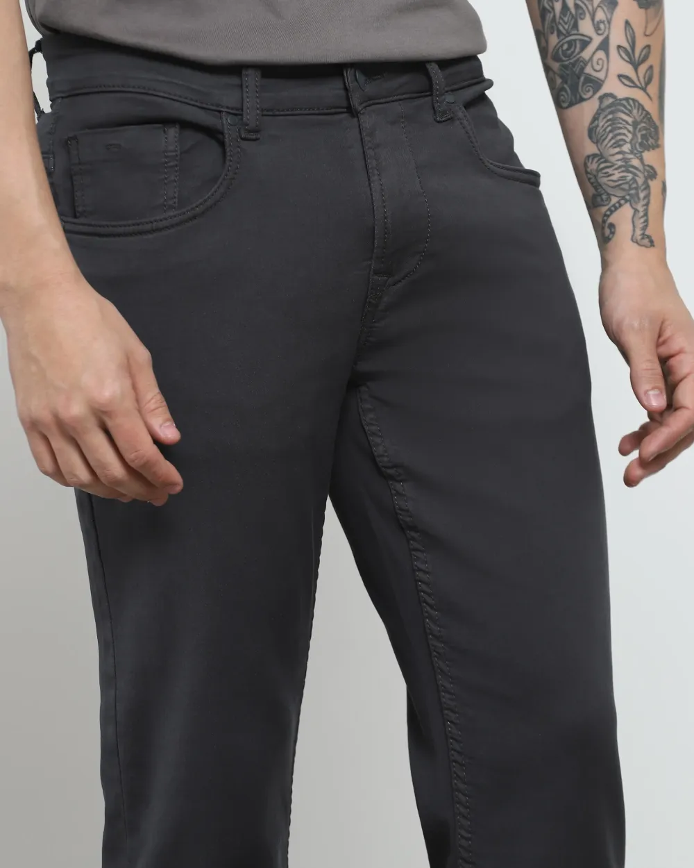 Classic Comfortable Straight Grey Jeans