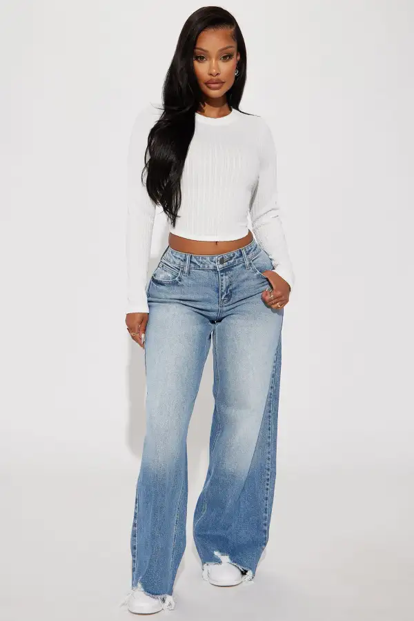 Maggie Long Sleeve Crop Top - Off White
