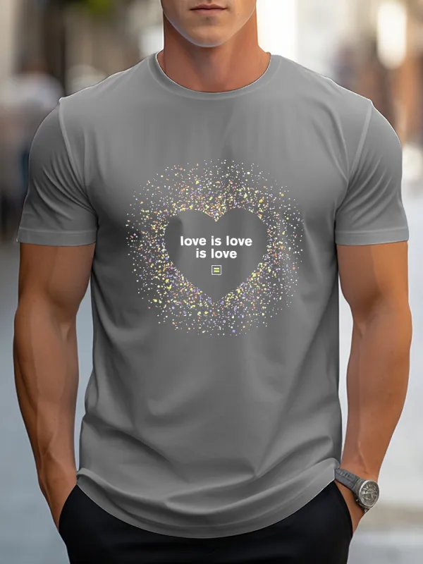 Pure Cotton Round-Neck Short-Sleeved Shirt Love Is Love Is Love T-Shirt