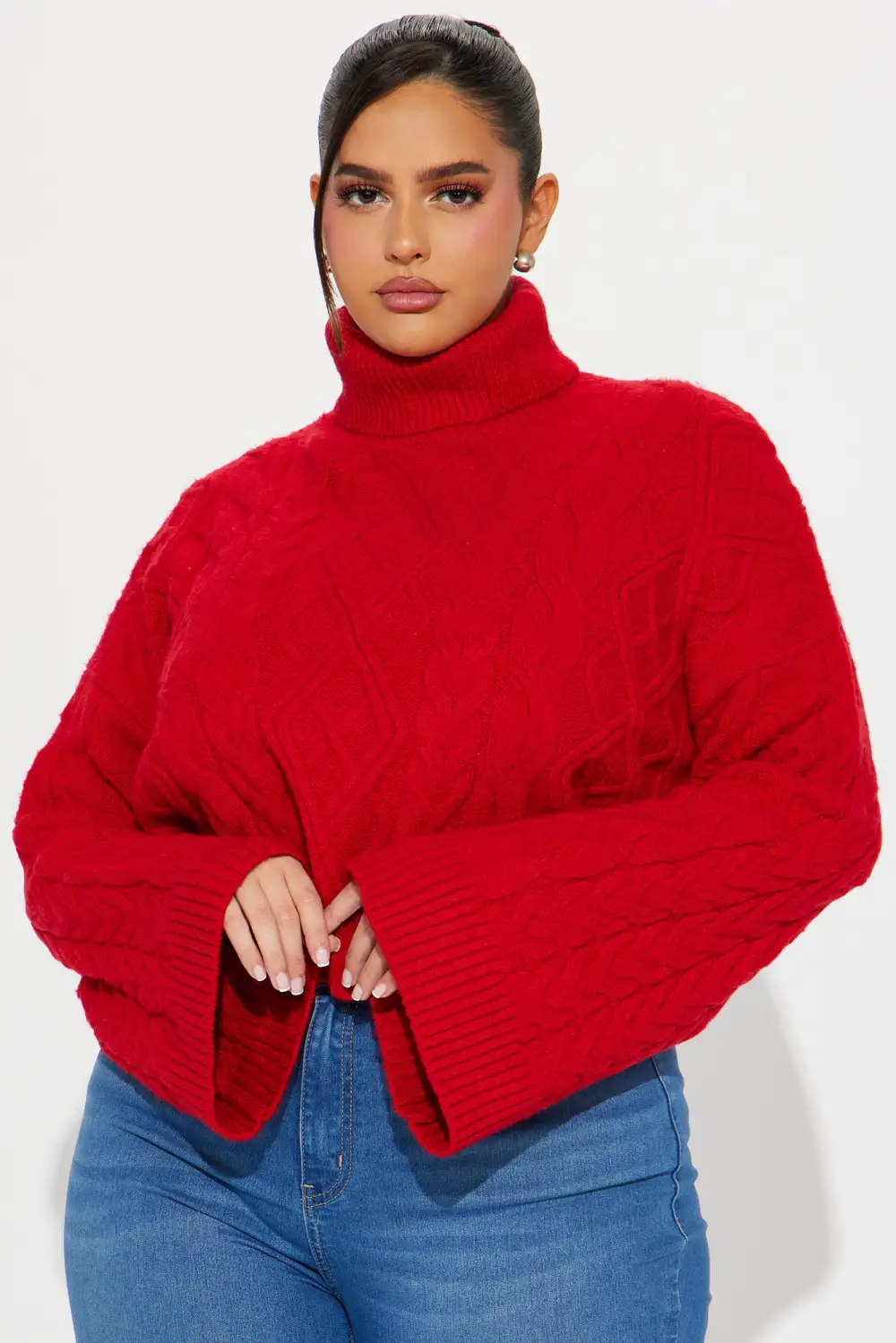 Endless Cuddles Cable Knit Sweater - Red