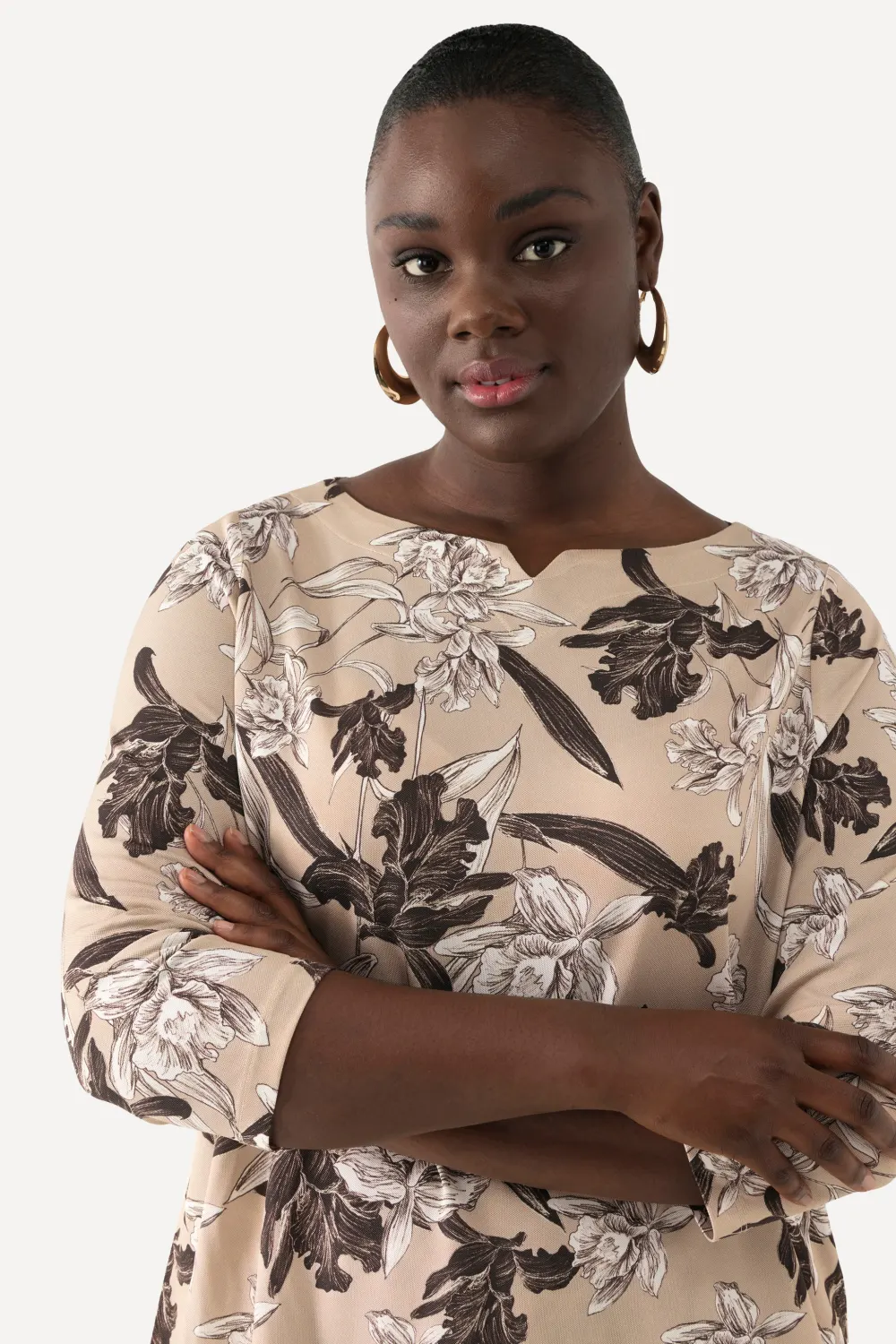 Slinkyshirt, A-Linie, U-Boot-Ausschnitt, 3/4-Arm