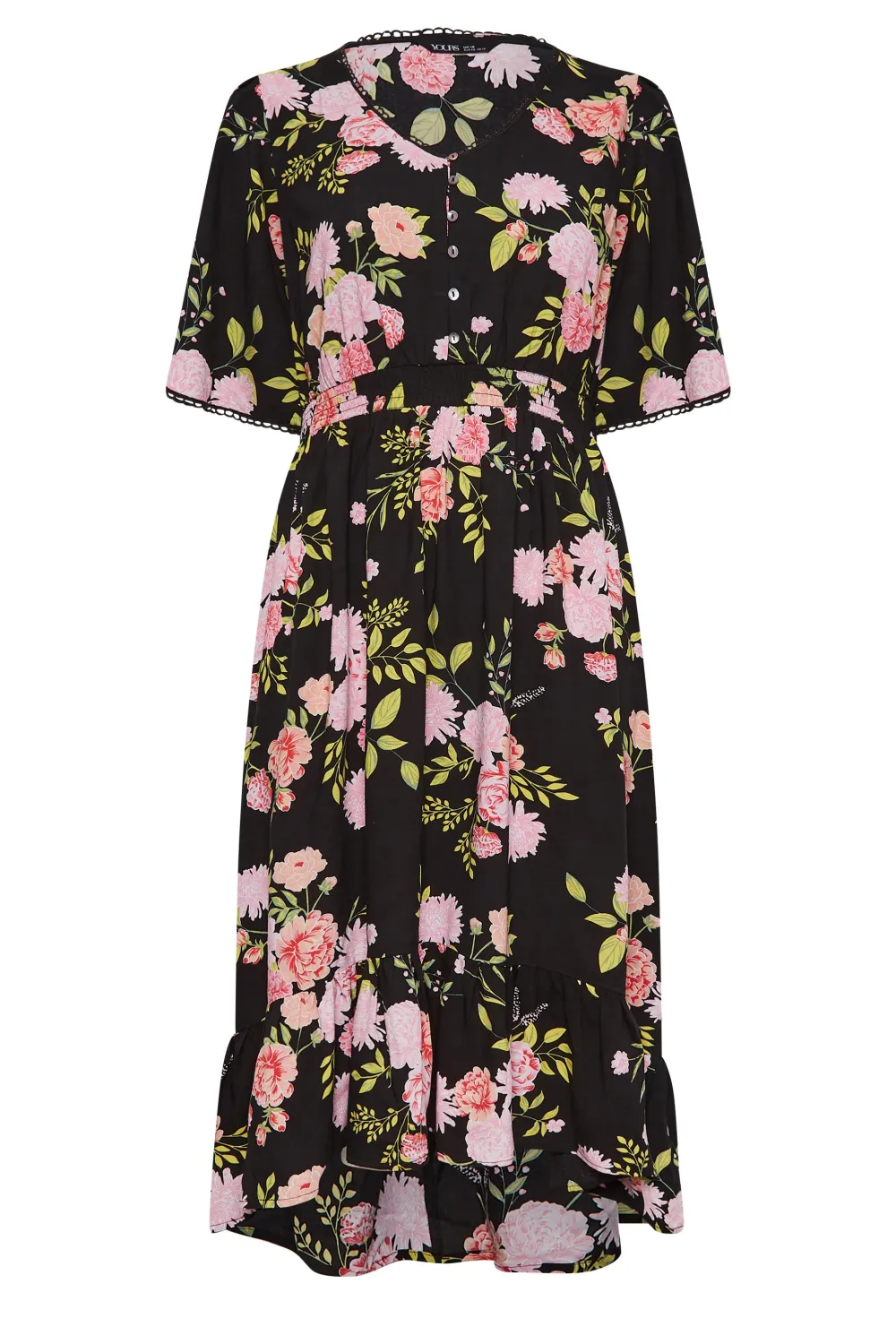 YOURS Curve Black Floral Maxi Dress