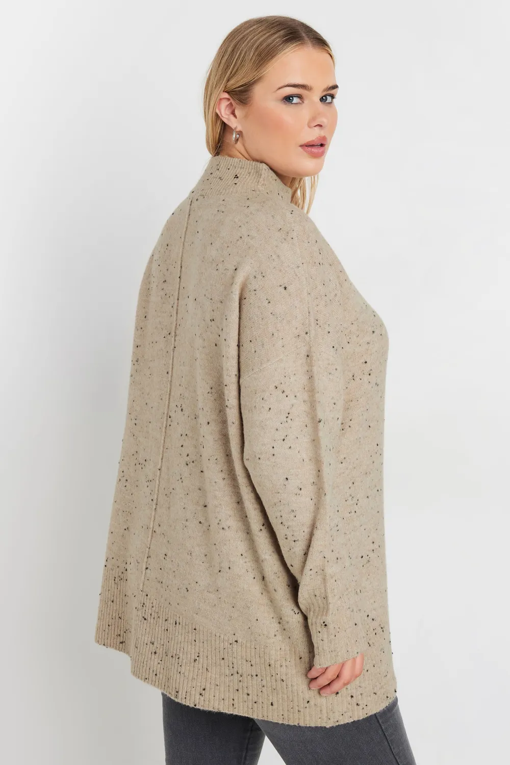 YOURS Curve Green High Neck Seam Detail Jumper