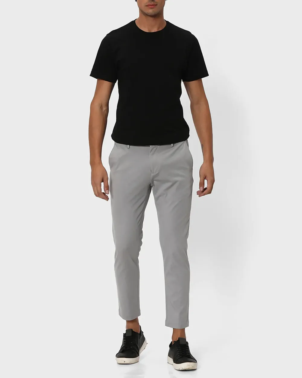 Classic Versatile Soft Slim-Fit Straight-Leg Grey Trousers