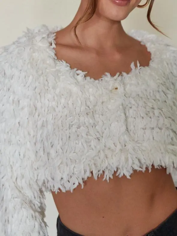Cropped Fringe Cardigan