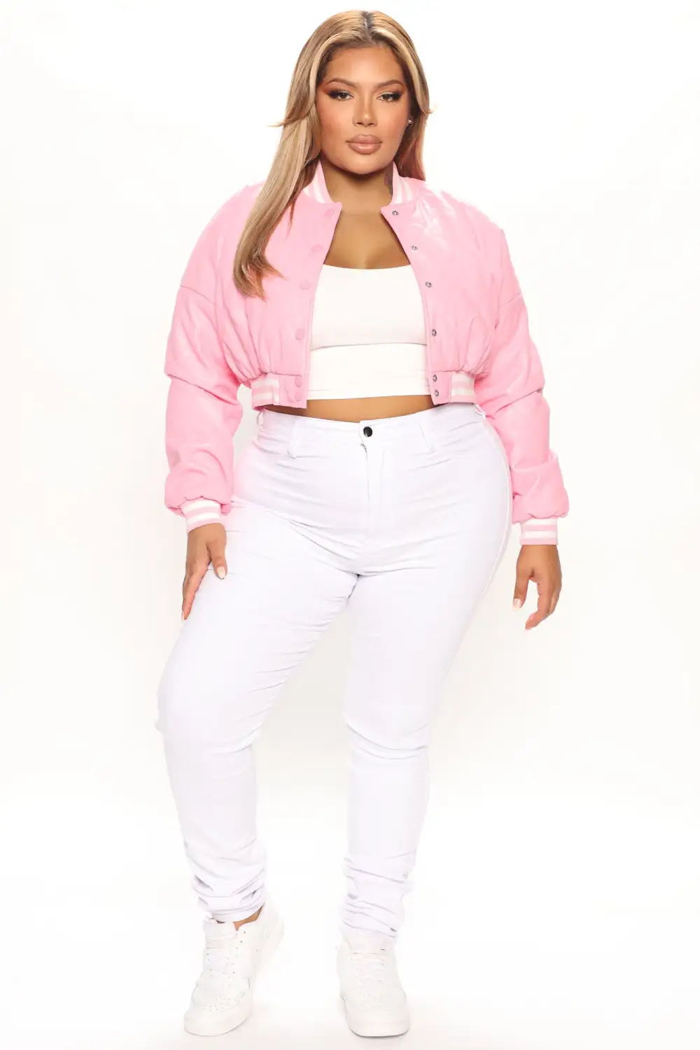 Change Of Plans Cropped Bomber - Pink