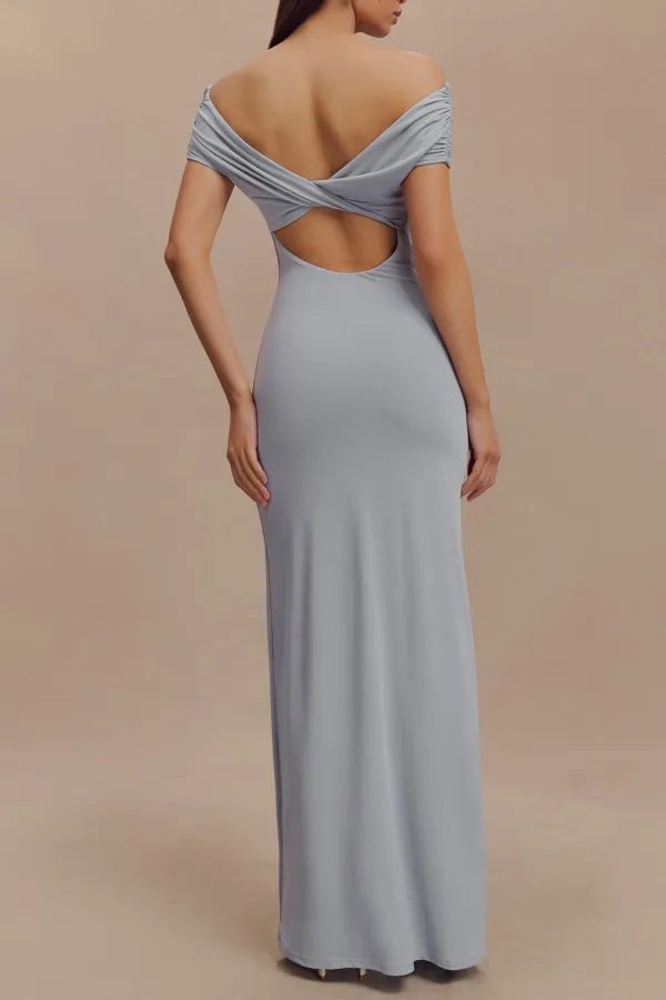 Casual Off Shoulder Slinky Maxi Dress