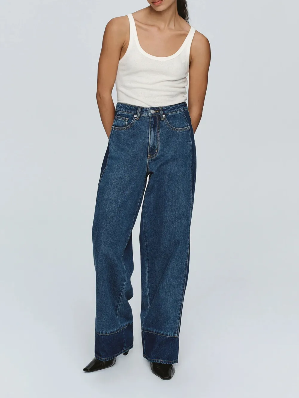 Casual Style Wide Leg Jeans Indigo