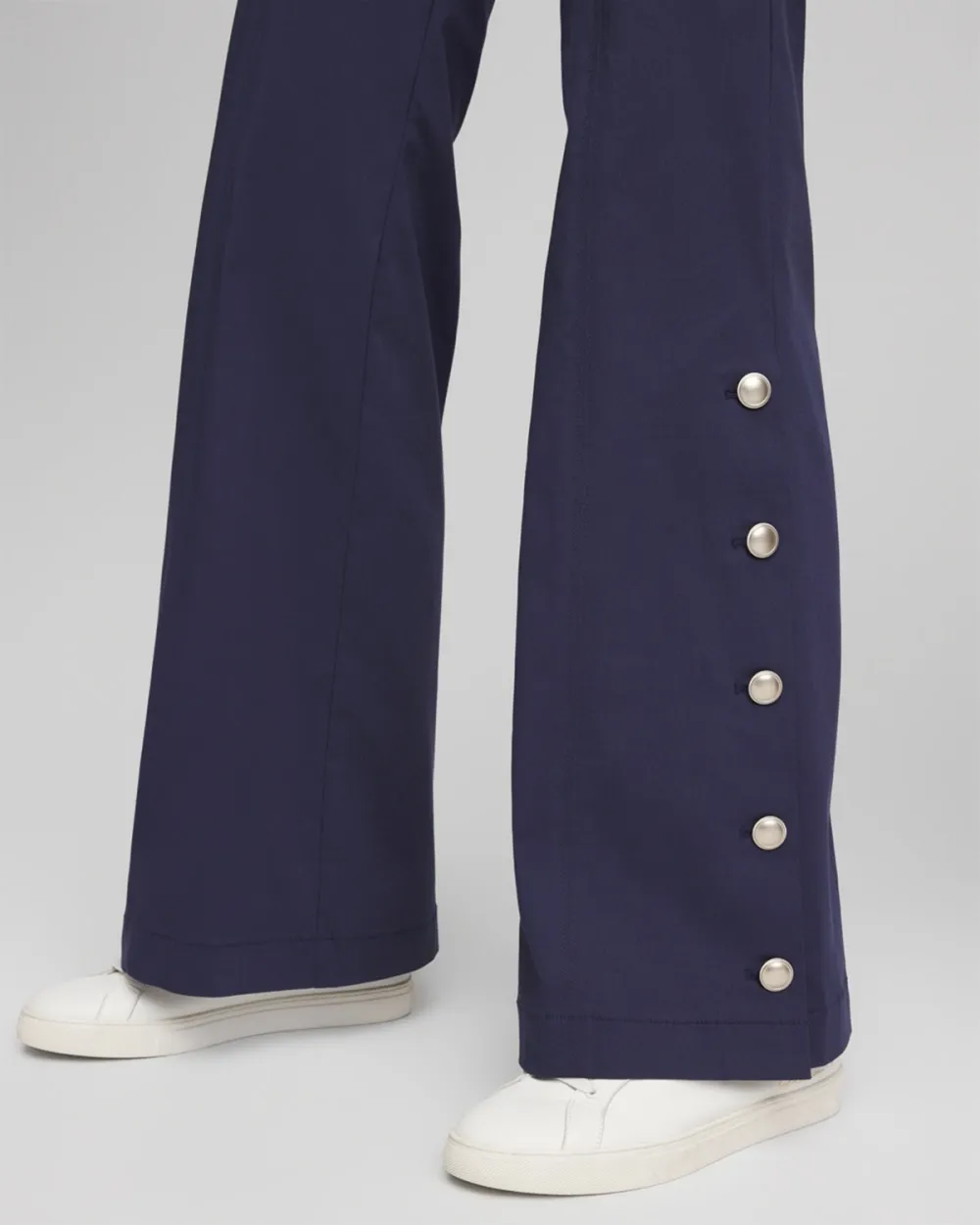 Button Detail Wide-Leg Pants