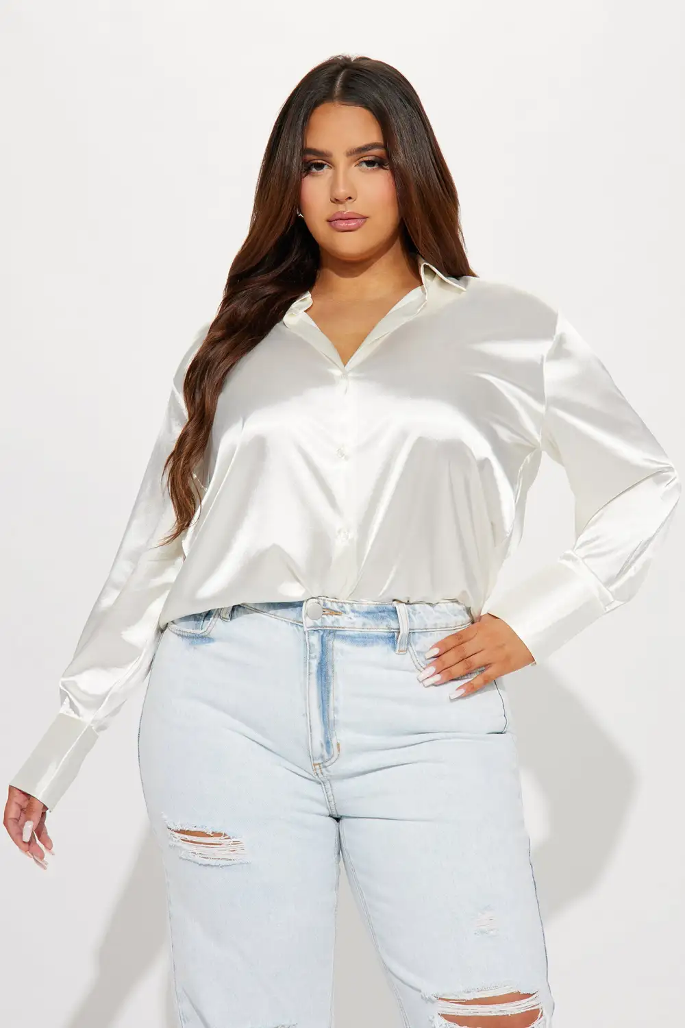 Closet Staple Satin Shirt - Ivory