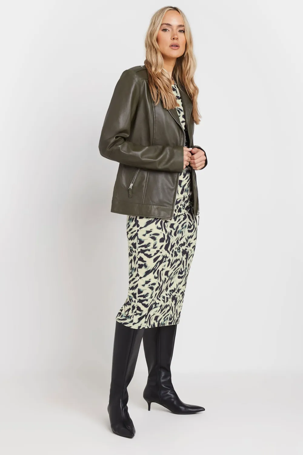 LTS Tall Natural Brown Abstract Print Midaxi Dress