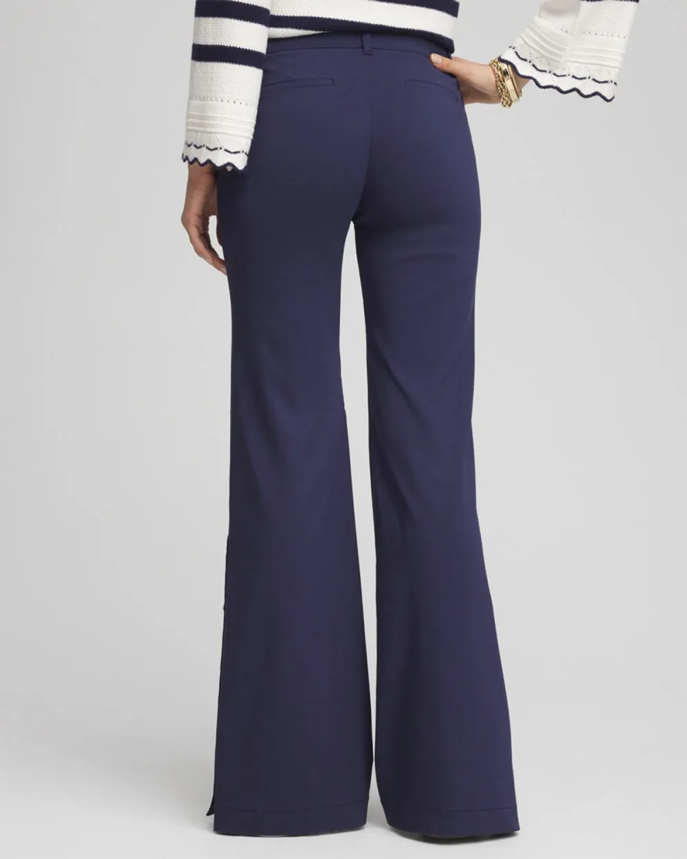 Button Detail Wide-Leg Pants