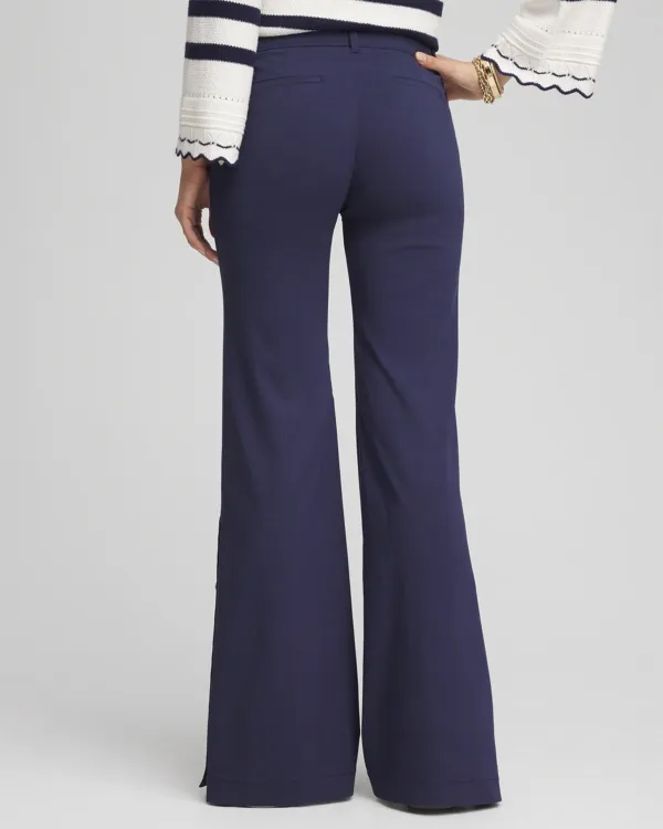Button Detail Wide-Leg Pants