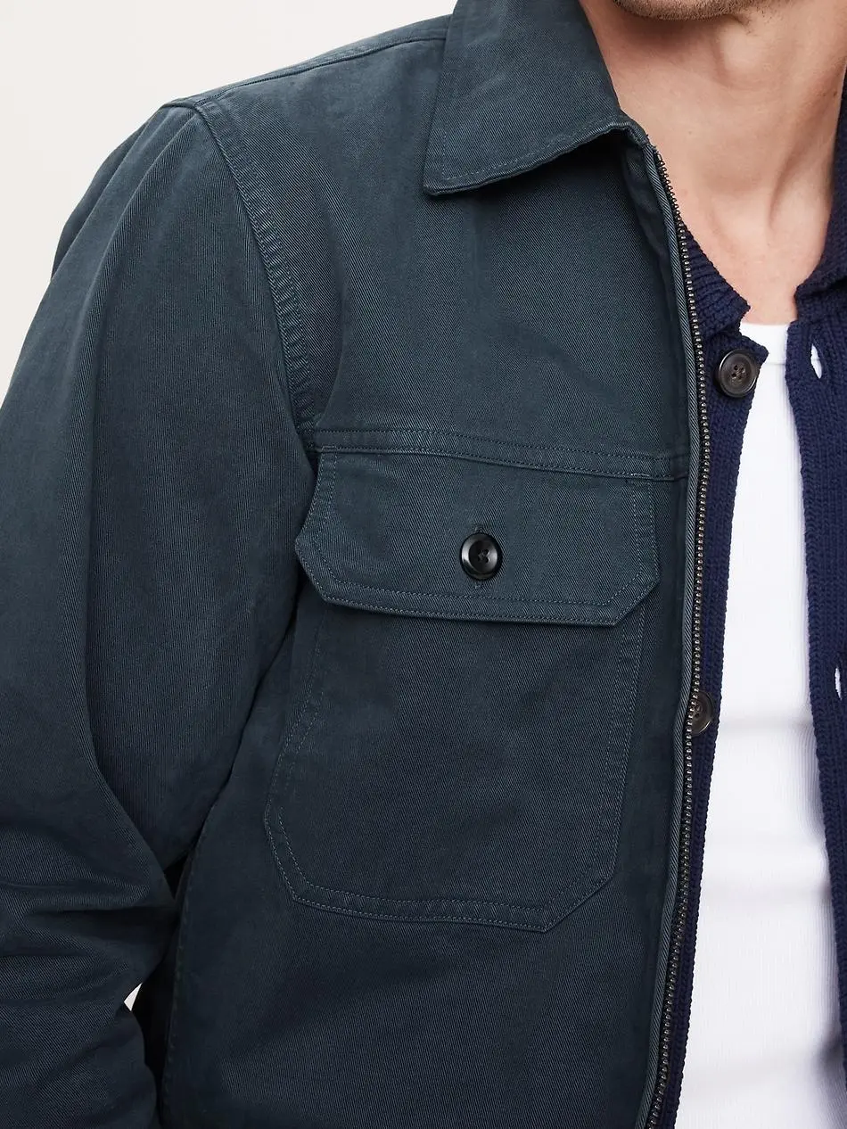 Men's Cotton Collegiate Blue Multi-Pocket Casual Jacket