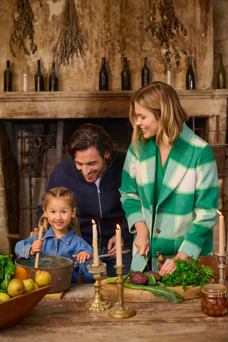 Checkered Double Breasted Coat
