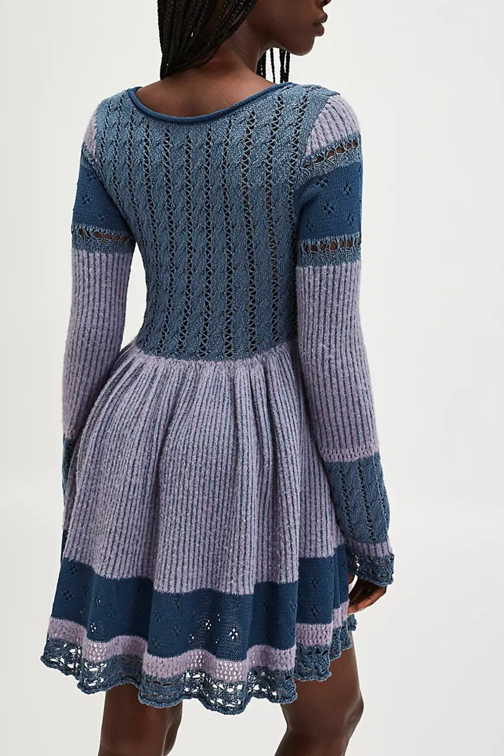 Knit Square Neck Tiered Mini Dress