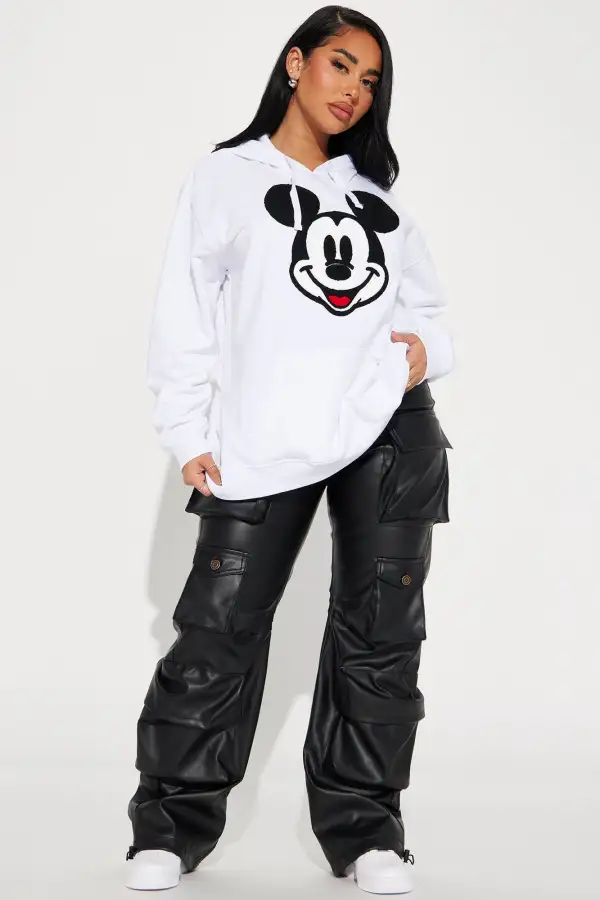 Mickey Mouse Crochet Patch Hoodie - White