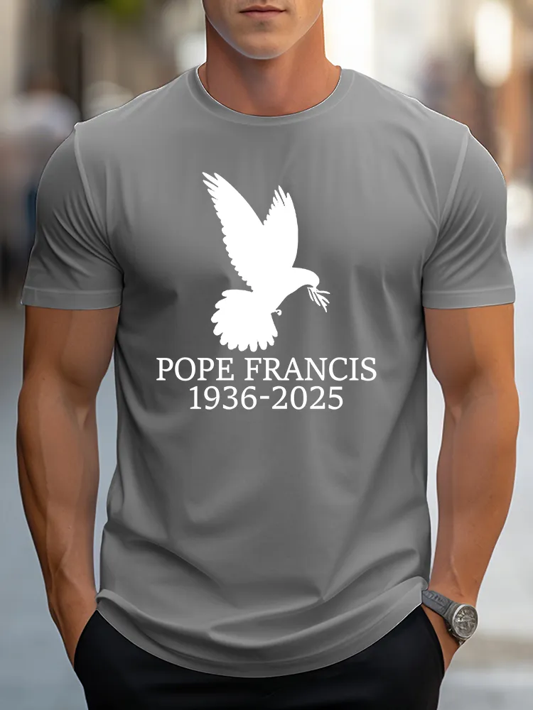 Men's Thank You Father 1936-2025 Print Short Sleeve Round Neck Cotton T-Shirt