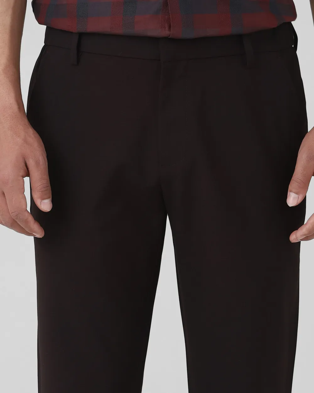 Classic Versatile Daily Slim-Fit Straight-Leg Maroon Trousers