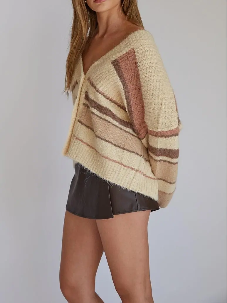 Alden Stripe Knit Button Up Cardigan