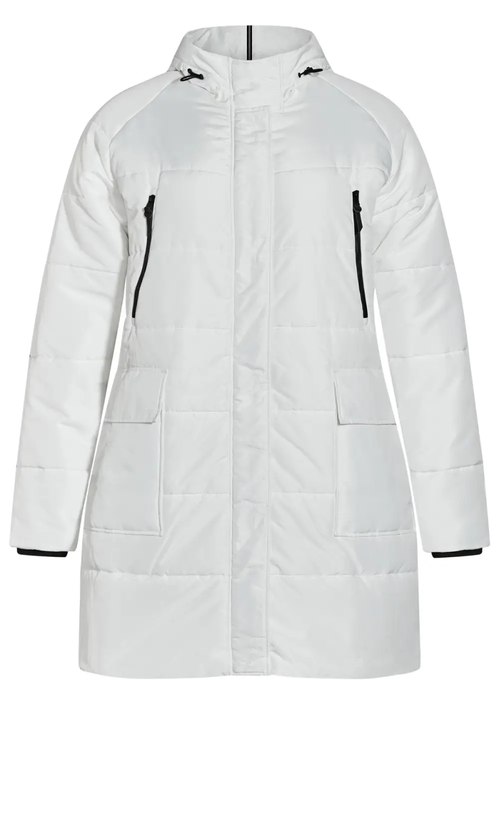 Evans White Longline Hooded Puffer Coat