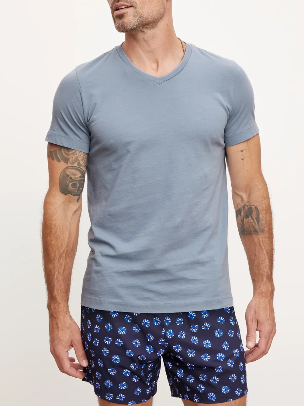 Men's Fashion Cotton V-Neck Solid Short Sleeve T-Shirt