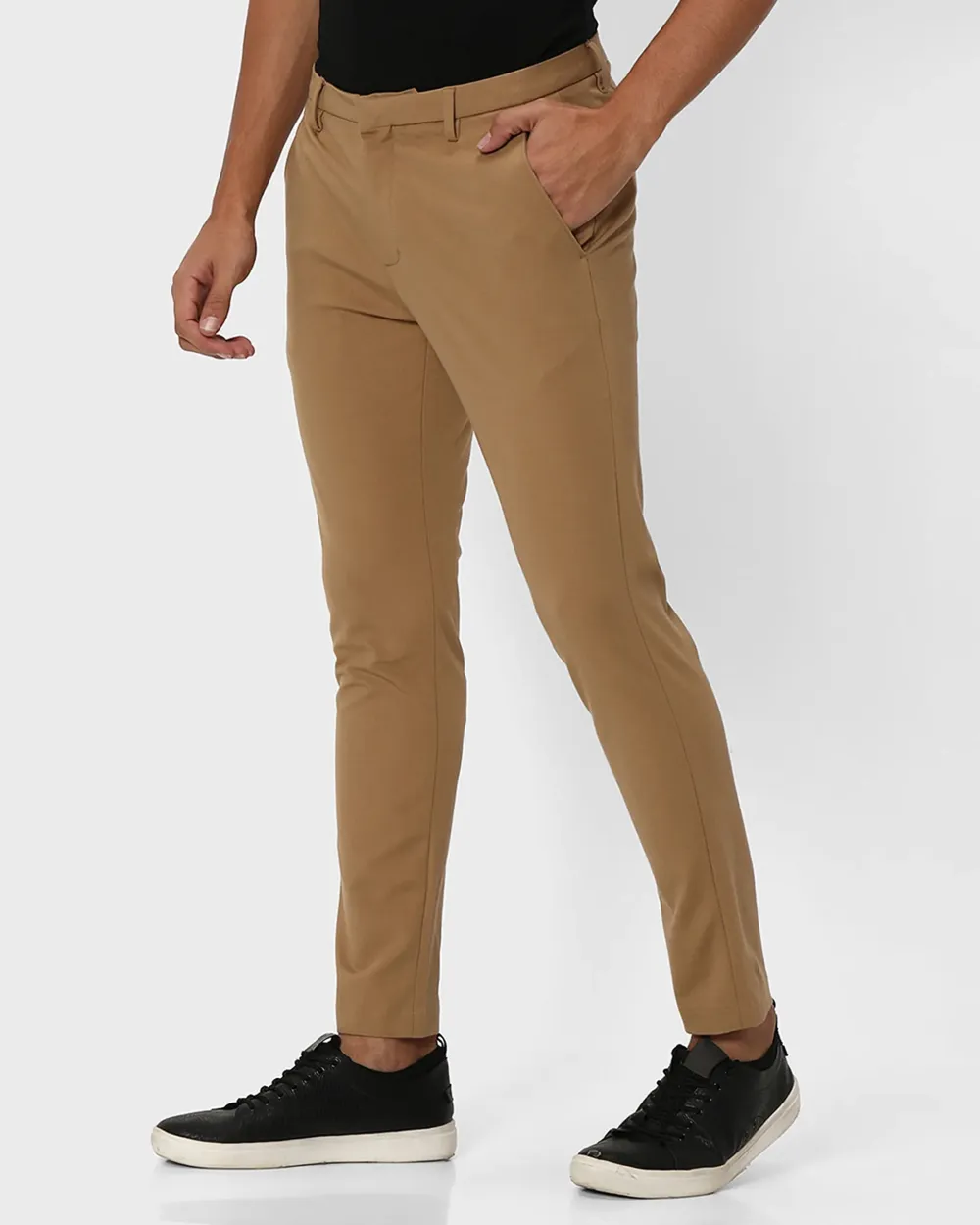 Classic Versatile Soft Slim-Fit Straight-Leg Khaki Trousers