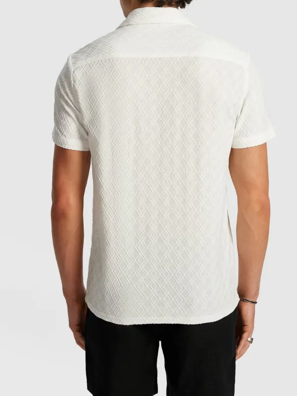 Off White Textured Short Sleeve Shirt