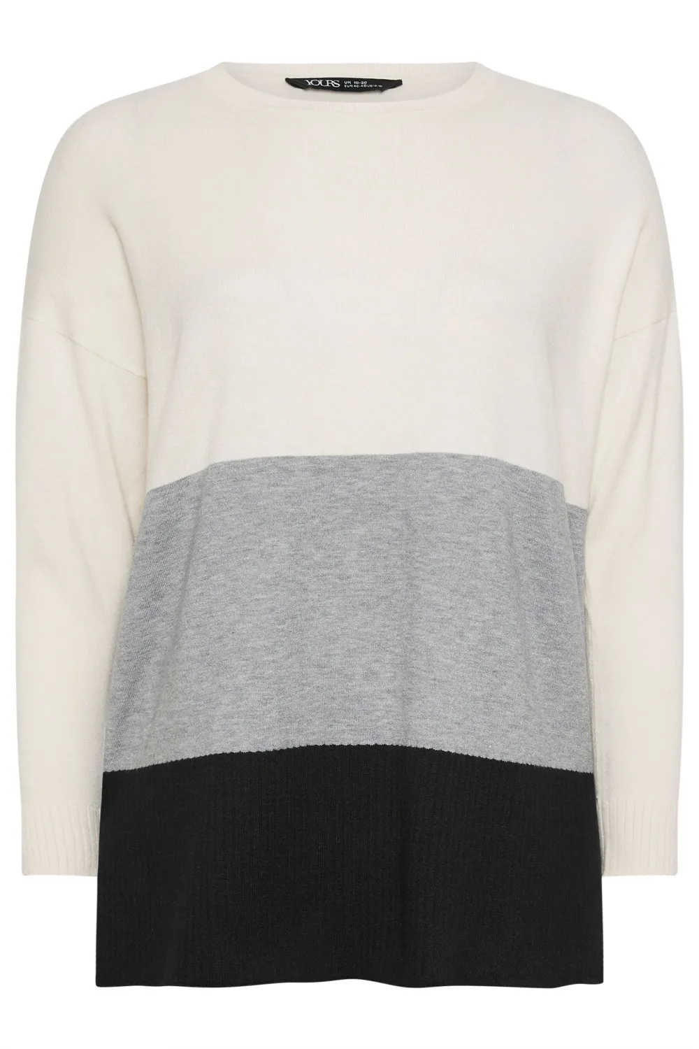 YOURS Curve White & Pink Colourblock Jumper
