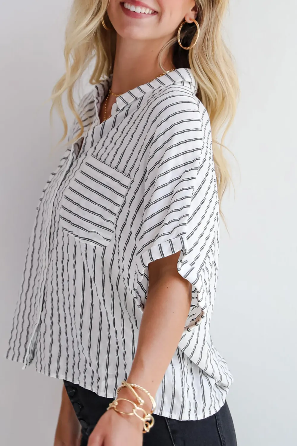 Ultra Darling White Striped Blouse